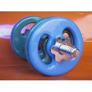  Green and Blue Plastic Dumbbells for Workout Stretched 