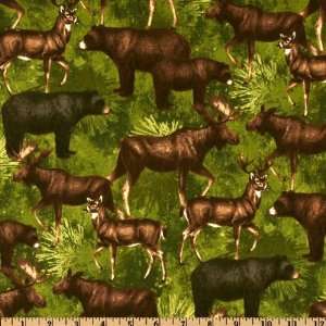  44 Wide Pine Ridge Wild Animals Evergreen Fabric By The 