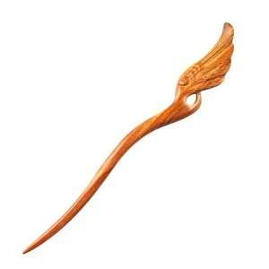   Handmade Carved Wood Hair Stick Wing 7 Mahogany Rosewood Beauty