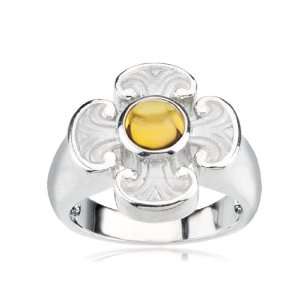  Sterling Silver and Citrine Maltese Cross Ring Size 7 