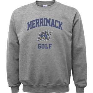 Merrimack Warriors Sport Grey Varsity Washed Golf Arch Crewneck 