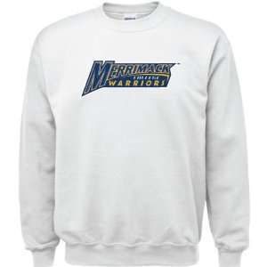 Merrimack Warriors White Youth Logo Crewneck Sweatshirt  