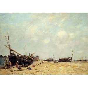   Fishing Boats Aground and at Sea, By Boudin Eugène 