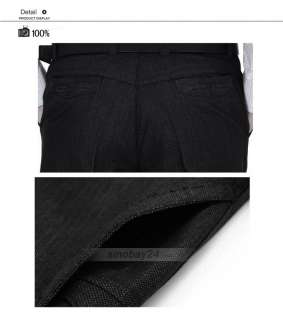 P21018 Premium Men Black Flat Front Stylish Casual Formal Straight 