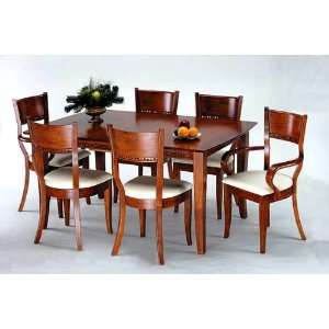  7pcs Brantley Walnut Finish Dining Table & 6 Chairs Set 
