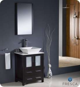 Fresca Torino 24 Modern Bathroom Vanity w/ Vessel Sink   Espresso 