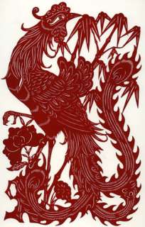 Christmas Present Chinese PaperCutsLarge Red Phoenixes  