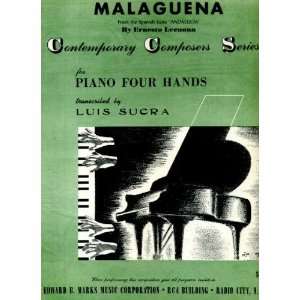  Malaguena Vintage 1936 Sheet Music   for Piano Four Hands 