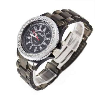   Quartz Women Ladies Wristwatch Black Crystal Clarity Band Rare  