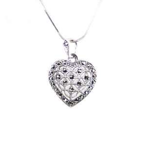   Marcasite Heart Pendant 1.16x0.84 Inches. Chain Not Included Jewelry