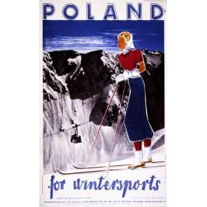  1910 Poland for wintersports Vintage Ski Poster