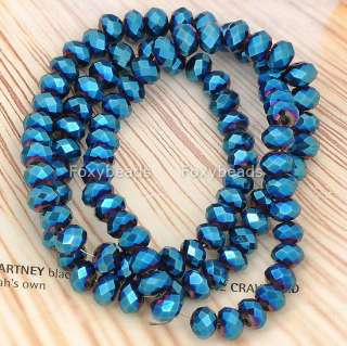 4x6mm Blue Faceted CrystaL Glass Rondelle Loose Beads Jewels  
