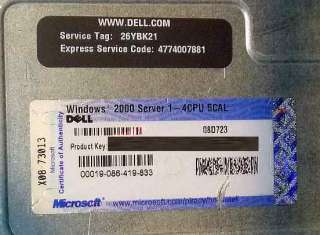 Dell PowerEdge 2650 Dual Intel Xeon 2.4GHz CPU; 2GB RAM; 1x 36GB 