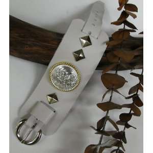  The Deer Valley Gold and Silver White Leather Bracelet 