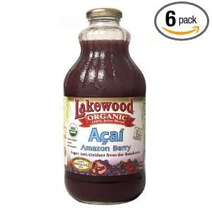 Lakewood Organic Acai  Berry Juice, 32 Ounce Bottles (Pack of 6 
