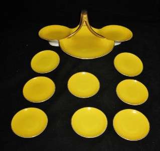 Vintage BP & Wurttemberg 4430 Yellow Nut Tray & Dishes  