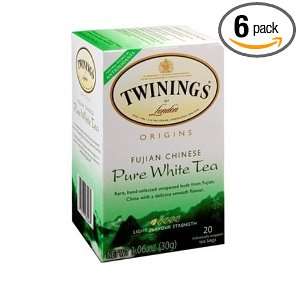 Twinings Fujian Chinese Pure White Tea, 20 Count Tea Bags (Pack of 6 