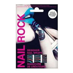   Nail Rock Designer Nail Wraps, Zebra Black Pink and Blue, 1 ea Beauty