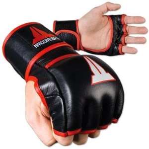  THROWDOWN PRO COMPETITION MMA BLACK FIGHTING GLOVES SIZE 