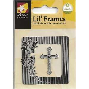 Lily Cross Frame Silver Tone Metal Lil Frames Charms for Scrapbooking 