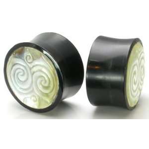 MOP Carved Indonesian Design Horn Plug 10mm   30mm   Price per 1  14mm 