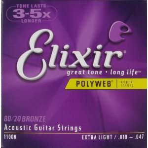  Elixir Acoustic Guitar Extra Light PolyWeb Coating, .010 
