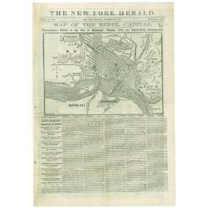 Civil War Map Map of the rebel capital  topographical sketch of the 