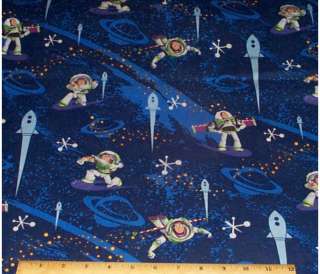Buzz Lightyear Toy Story Fabric 1/2yds Cotton Hero in Outer Space 