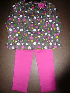   Carters Toddler Girls 2 Piece Pants Set, Pink and Brown Dots. Sz 3T