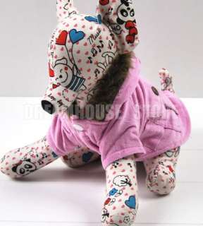 Pink Dog Corduroy Hoddie jacket Coat Chihuahua Size L  