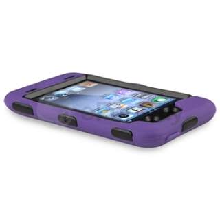 FOR IPOD TOUCH 4 4G DELUXE PURPLE 3PIECE HARD CASE COVER SKIN+PRIVACY 