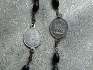   Vintage Catholic Chaplet of the Seven Sorrows / 7 Dolors Black Rosary