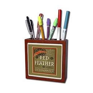   Vintage Themes   Red Feather   Tile Pen Holders 5 inch tile pen holder