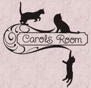 Cats Playing/Personalized Childs Name Vinyl Wall Decal  