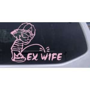 Pee on Ex Wife Funny Car Window Wall Laptop Decal Sticker    Pink 22in 