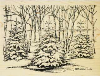 Northwoods Rubber Stamps Christmas Snowy Pines Woods Snow Winter Large 