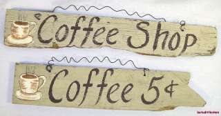 Coffee Shop Primitive Sign Old Wood Fence Board  