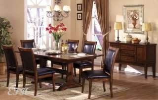NEW 7 PC TOBACCO OAK WOOD DINING TABLE SET SLATE TOP  