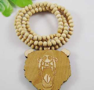Newe Good wood style skull pendant carved rosary necklace rock men 