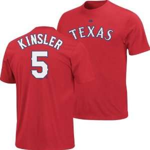  Ian Kinsler #5 Texas Rangers Name and Number T Shirt (Red 