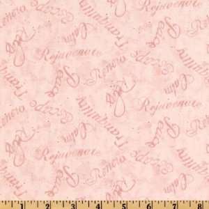  44 Wide Tranquil Moments Words Pink Fabric By The Yard 
