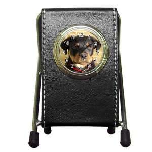  Rottweiler Puppy Dog 1 Pen Holder Desk Clock X0756 