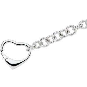  Sterling Silver Link Bracelet with Heart Clasp Diamond 