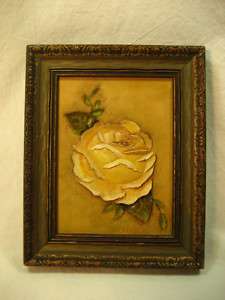 Leather 3d Rose Picture in wood frame  