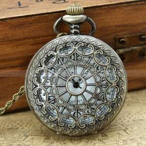 Vintage Pocket Watch Locket Necklace with Antique Bronze Heart Zodiac 