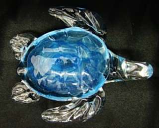 New Hand Blown Blue Glow in the Dark Glass Turtle Sea Life Ocean 
