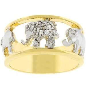 Sunrise Wholesale J2466 14k Gold and White Gold Rhodium Pave Elephant 