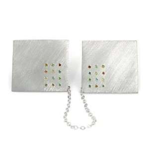 925 Sterling Silver Hoshen Stones Tallit Clip Set with 24 Diamonds 