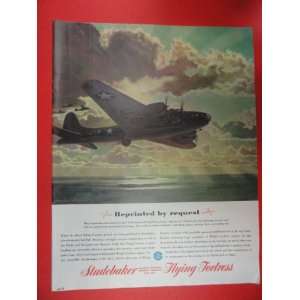   1943 Vintage Collier,s Magazine ad. flying fortress airplane in sky