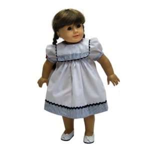 White Dress with Blue Accents. Fits 18 Dolls like American Girl®